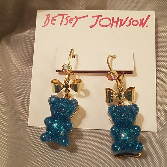 Betsey Johnson Blue Gummy Bear Earrings 